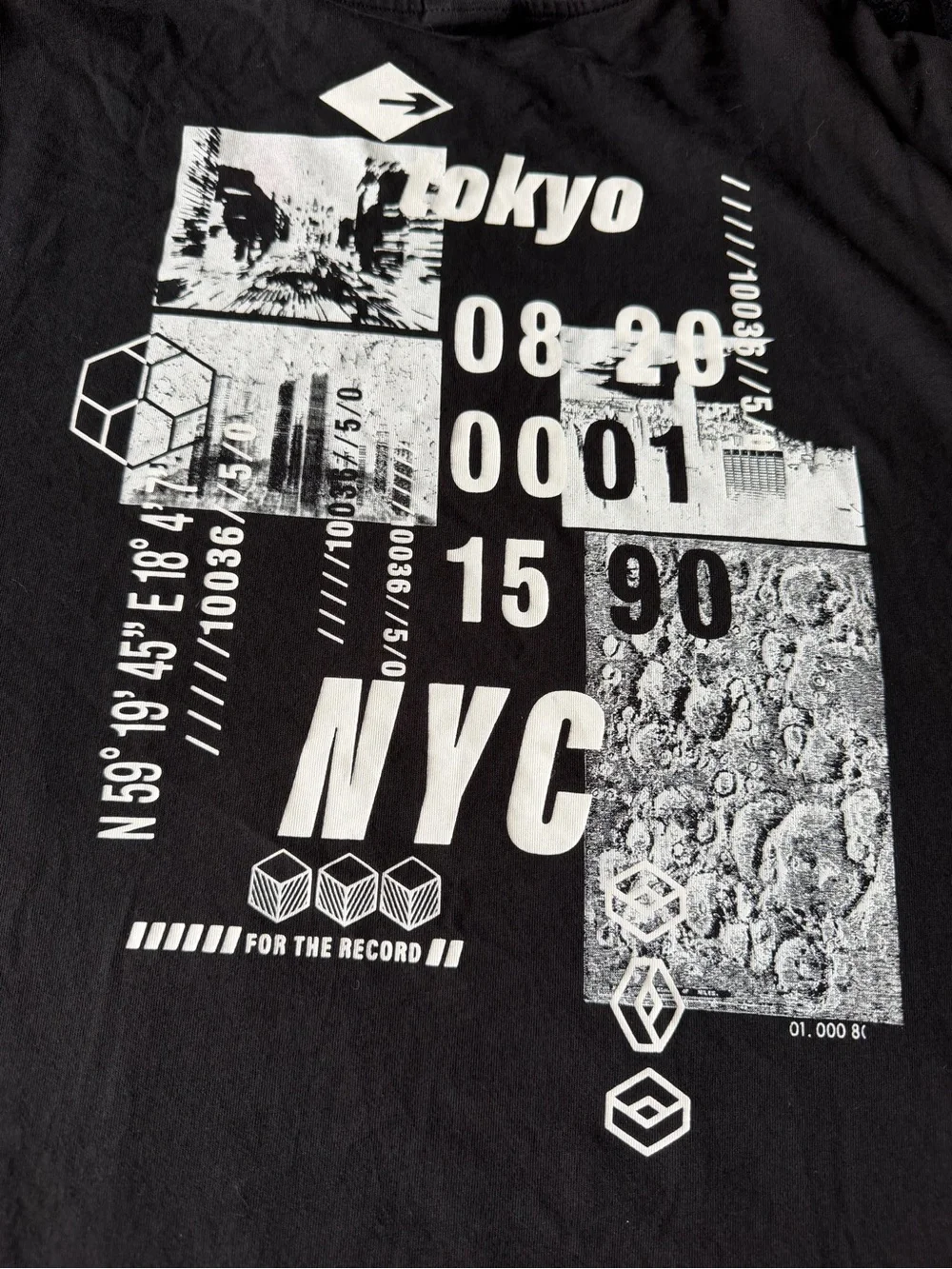 Men's Black Graphic Tee with City Print